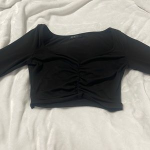 black crop top long sleeve